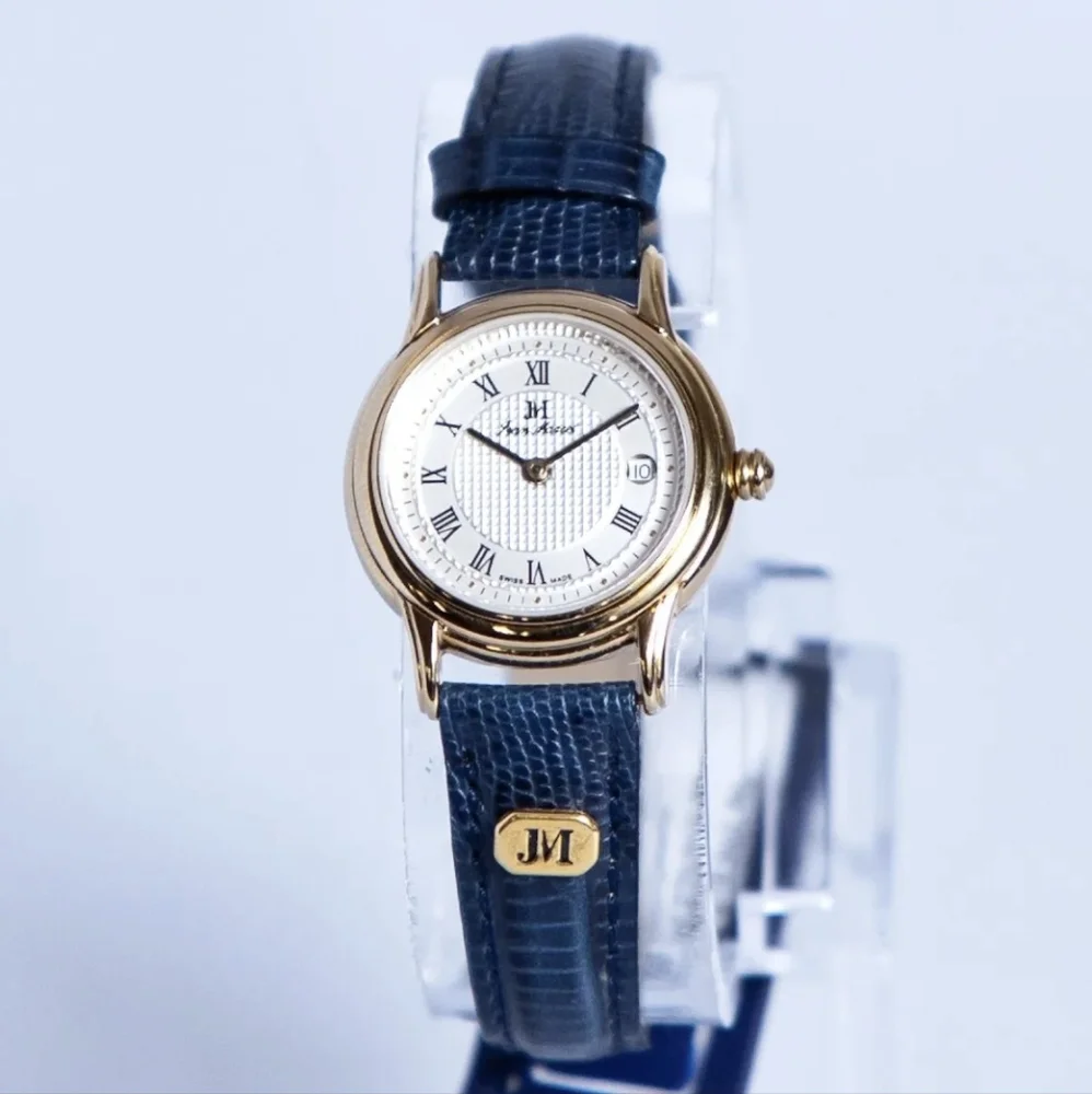 Jean Marcel Swiss Made Women's Blue Leather Date Watch